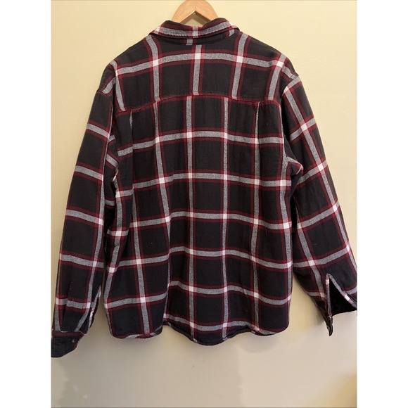 Wrangler Workwear Sherpa Fleece Lined Flannel Jacket Mens Lg Plaid Pockets - Picture 9 of 16